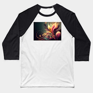 Abstract Floral Garden Botanical Print Baseball T-Shirt